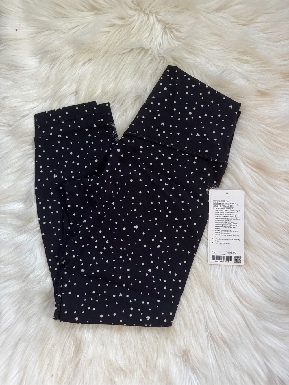 Lululemon Align No Line High-Rise Pant 25" 10 Heart Dot Black WhiteNWT